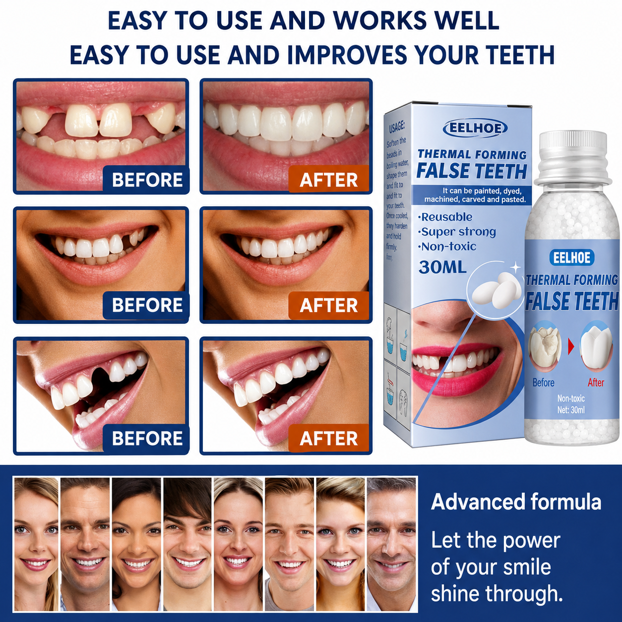 Tooth Repair Kit Natural Tooth Color Instant Fill