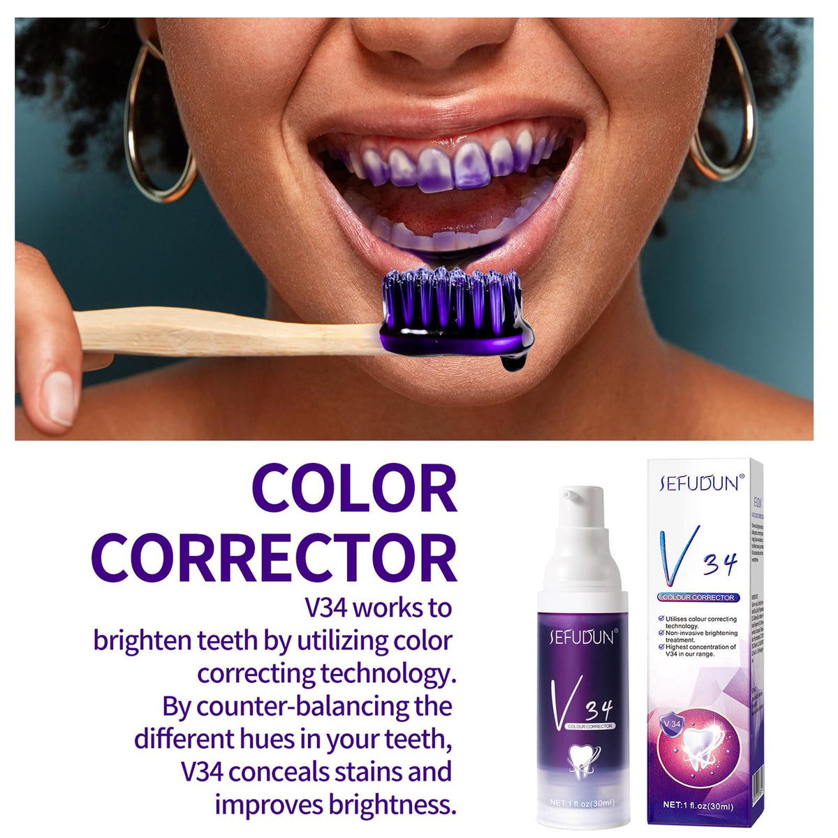 Toothpaste Violet Tone Neutralizer Baking Soda & Plant Extracts