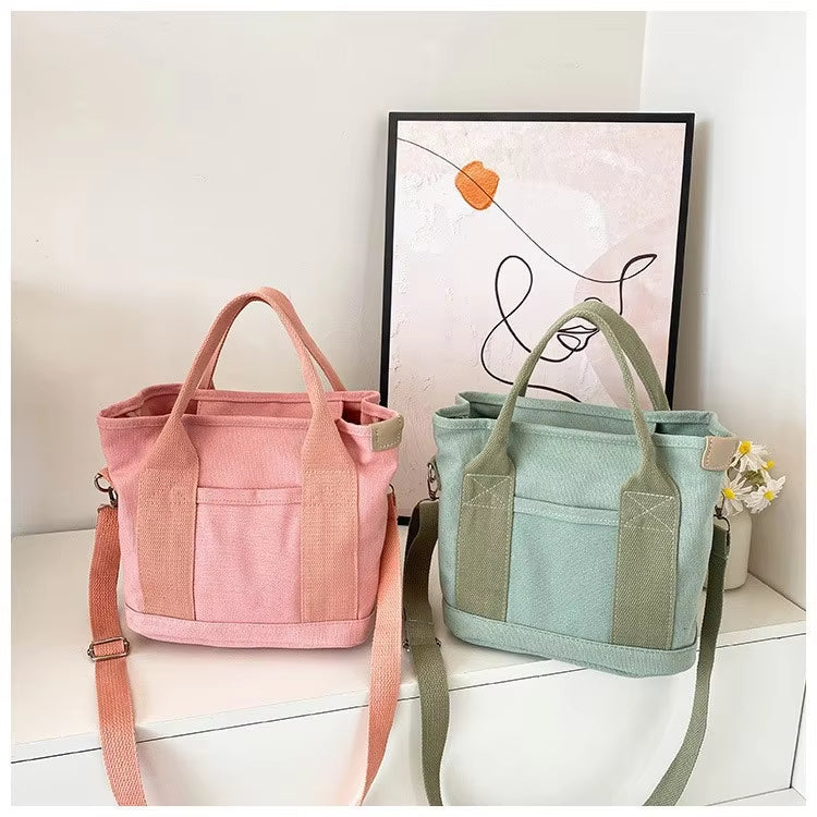Tote Bag Canvas Interior Pockets & Metal Zipper