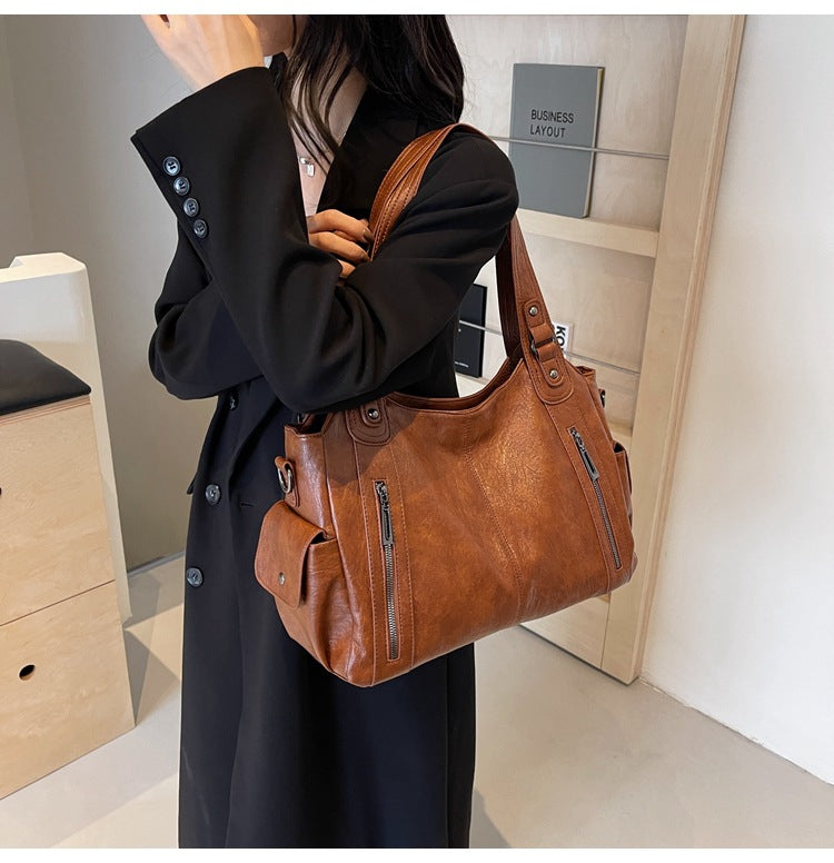 Tote Bag Genuine Leather Spacious Interior & Durable Handles