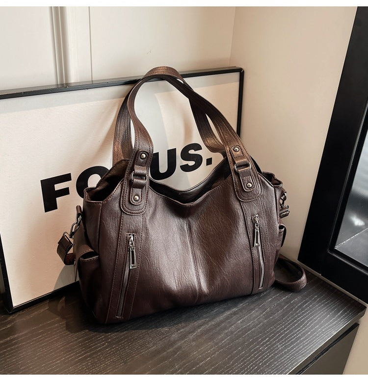 Tote Bag Genuine Leather Spacious Interior & Durable Handles