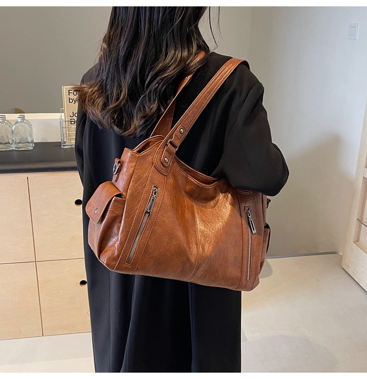 Tote Bag Genuine Leather Spacious Interior & Durable Handles