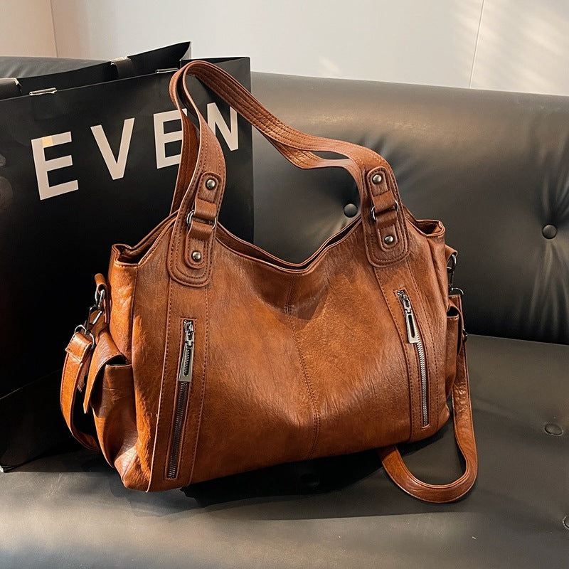 Tote Bag Vintage Vegan Leather Water-Resistant