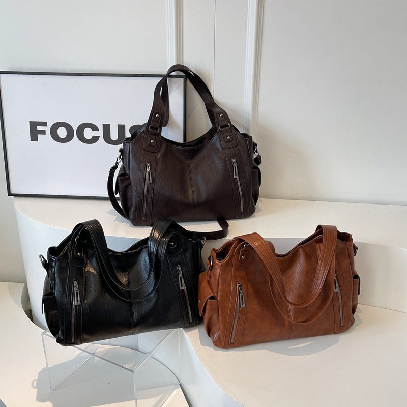 Tote Bag Vintage Vegan Leather Water-Resistant