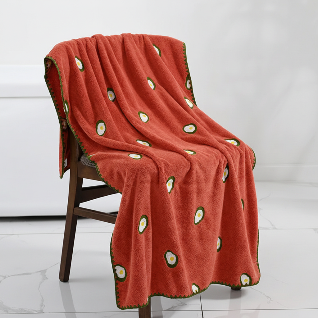 Towel Highly Absorbent Quick Drying Fruit Embroidery