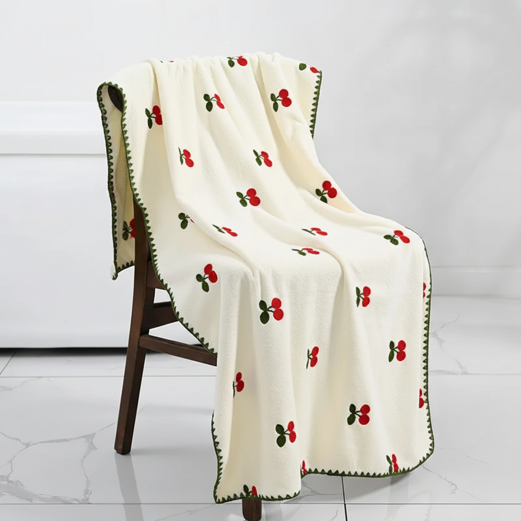 Towel Highly Absorbent Quick Drying Fruit Embroidery