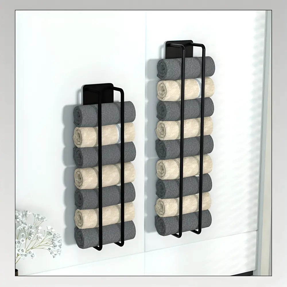 Towel Holder Wall-Mounted Matte Black Wrought Iron