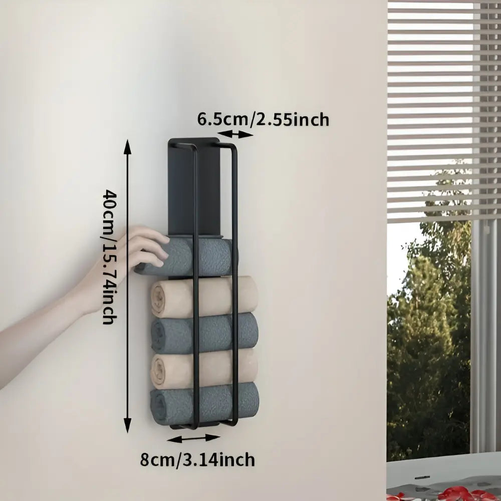 Towel Holder Wall-Mounted Matte Black Wrought Iron