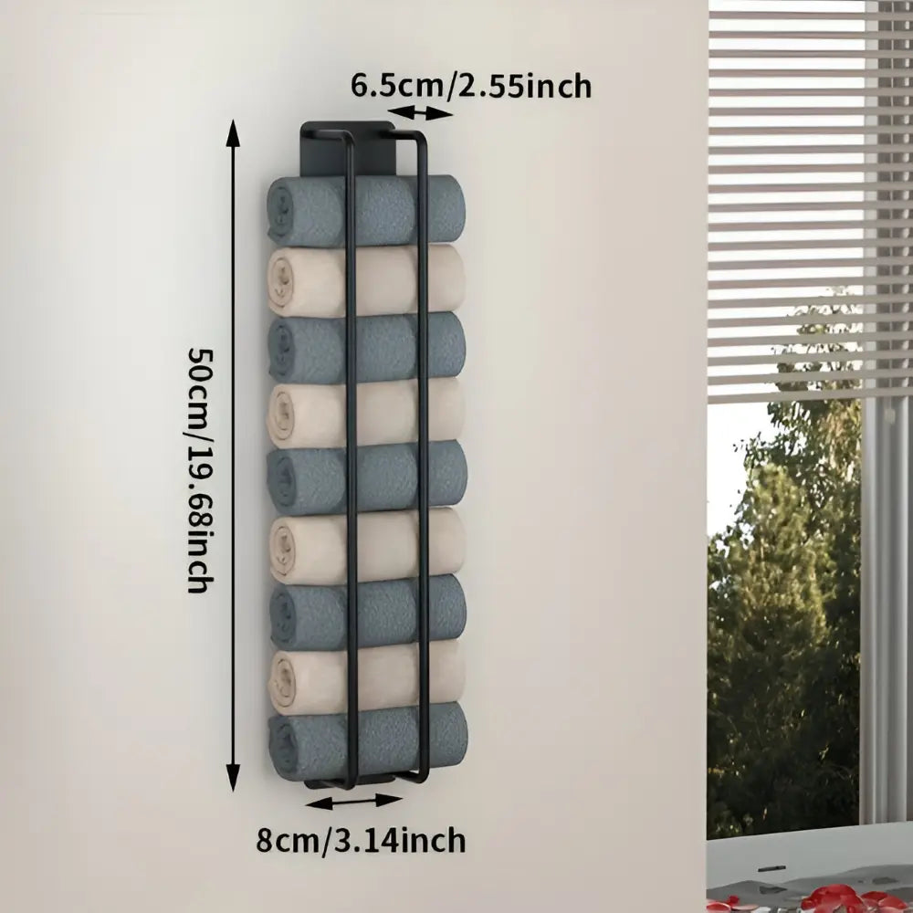 Towel Holder Wall-Mounted Matte Black Wrought Iron