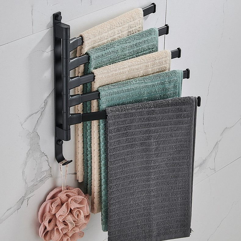 Towel Rack Wall-Mounted Metal 5 Swiveling Arms