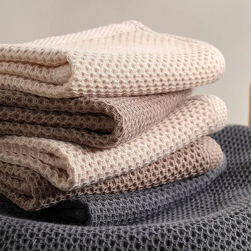 Towel Set Quick-Dry Waffle Texture Cotton Blend