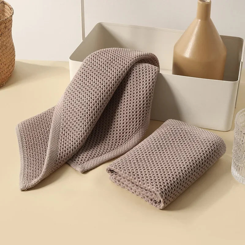 Towel Set Quick-Dry Waffle Texture Cotton Blend