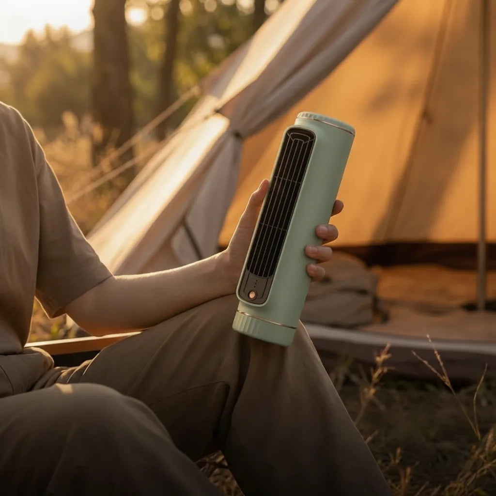Tower Fan Cordless USB-C Rechargeable 360° Air Circulation