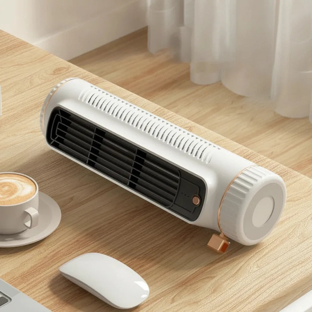 Tower Fan Cordless USB-C Rechargeable 360° Air Circulation