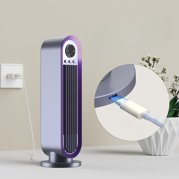 Tower Fan Whisper-Quiet Oscillating USB Rechargeable & Portable LED Ring