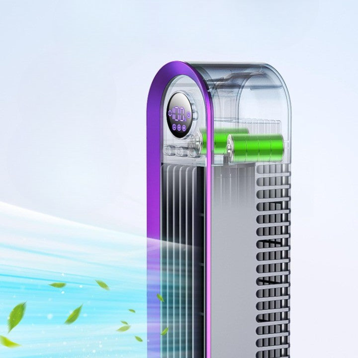 Tower Fan Whisper-Quiet Oscillating USB Rechargeable & Portable LED Ring