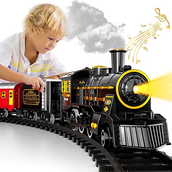 Toy Train Set Battery-Powered LED Lights & Sound Effects