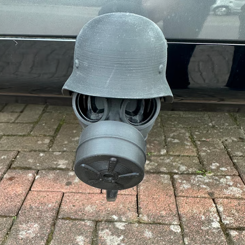 Trailer Hitch Cover Military Helmet & Gas Mask Weatherproof