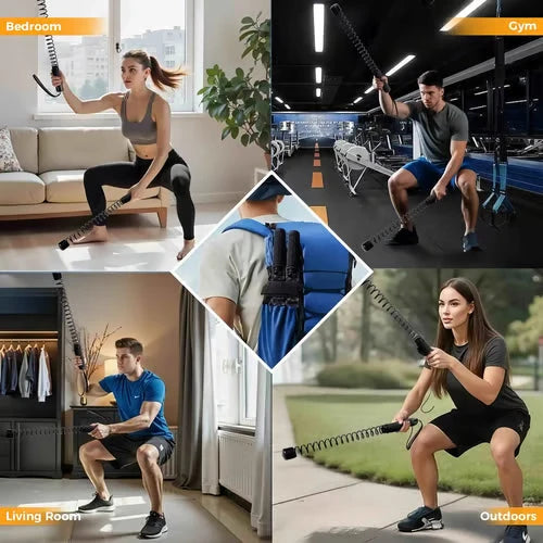 Training Ropes Weighted Steel Springs & Non-Slip Leather Handles