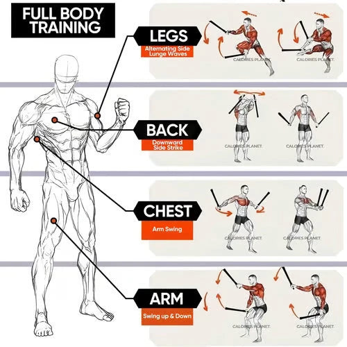 Training Ropes Weighted Steel Springs & Non-Slip Leather Handles