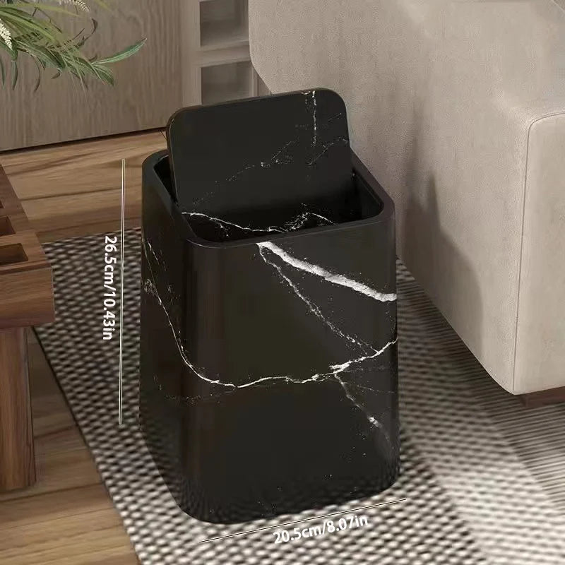 Trash Can 360° Swivel Lid Concealed Bag Compartment