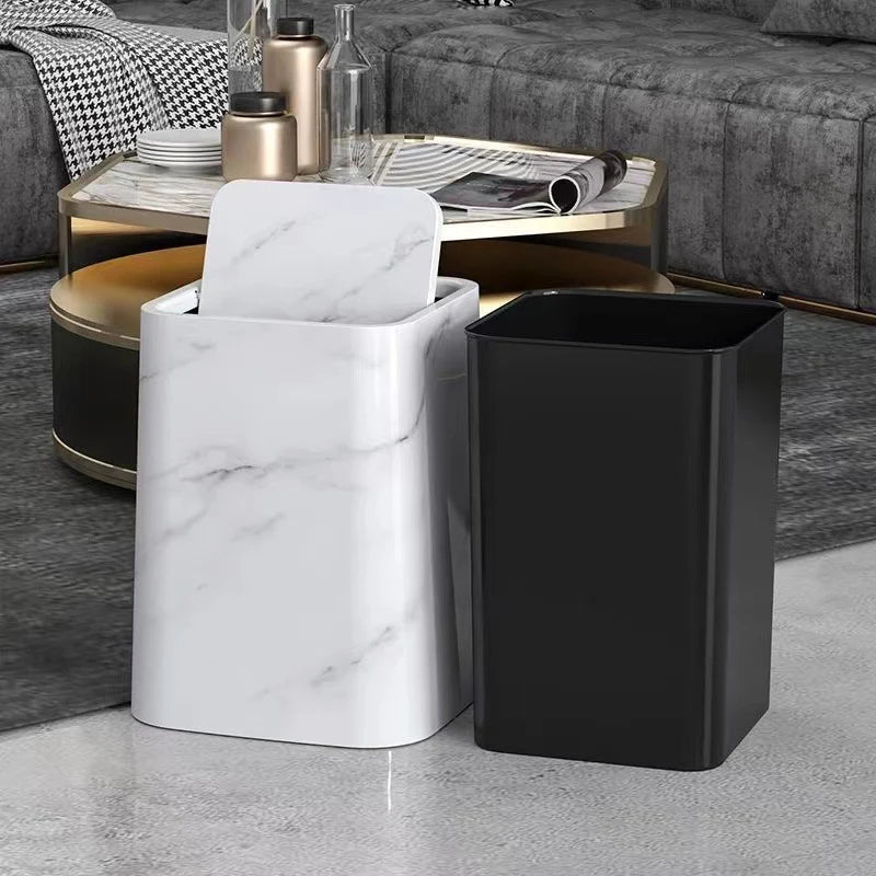 Trash Can 360° Swivel Lid Concealed Bag Compartment