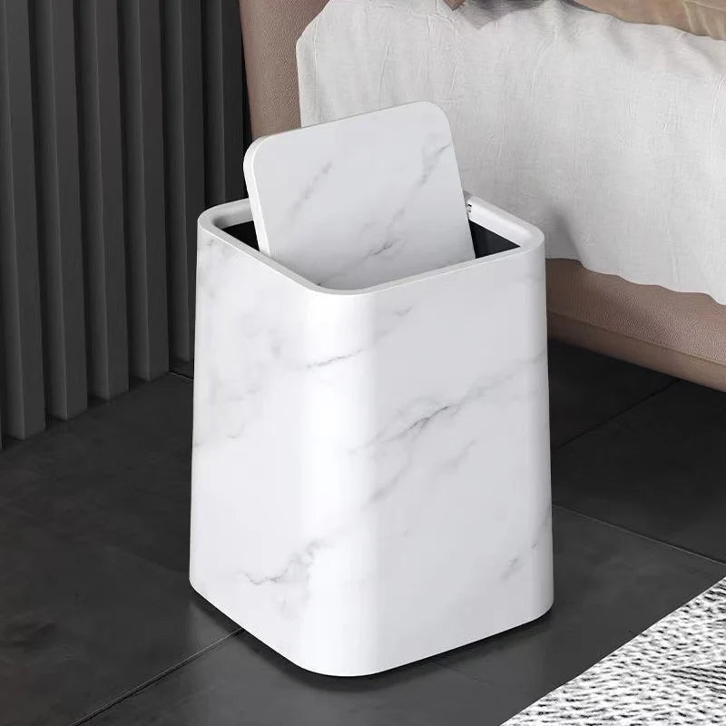 Trash Can 360° Swivel Lid Concealed Bag Compartment