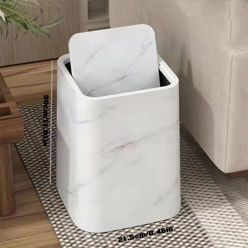 Trash Can 360° Swivel Lid Concealed Bag Compartment