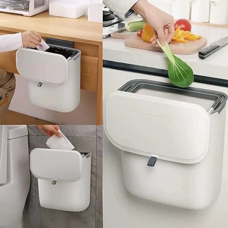 Trash Can Wall-Mounted Swing Lid Removable Inner Bucket