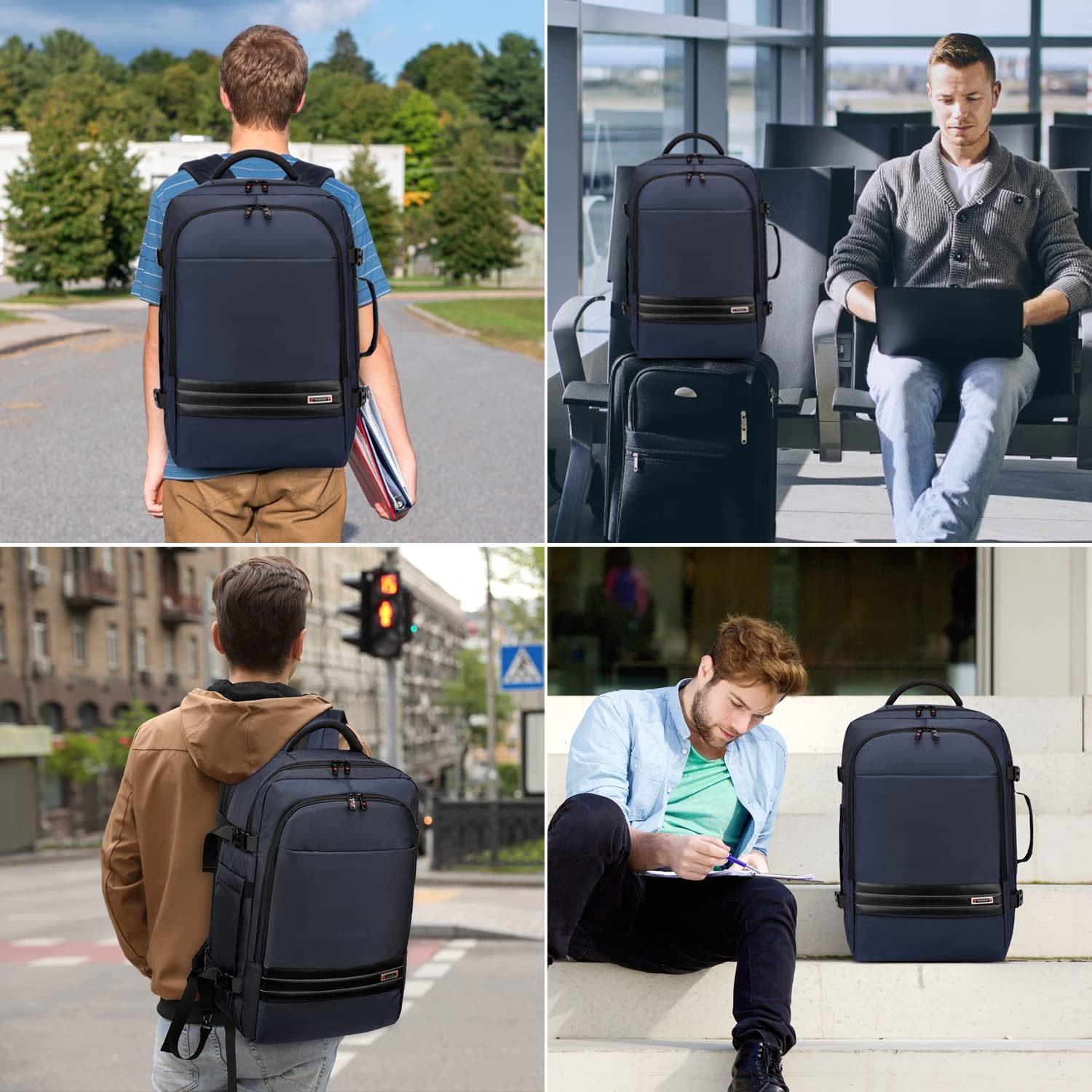 Travel Backpack Expandable 45-55L Padded Laptop Compartment Carry-On Compatible