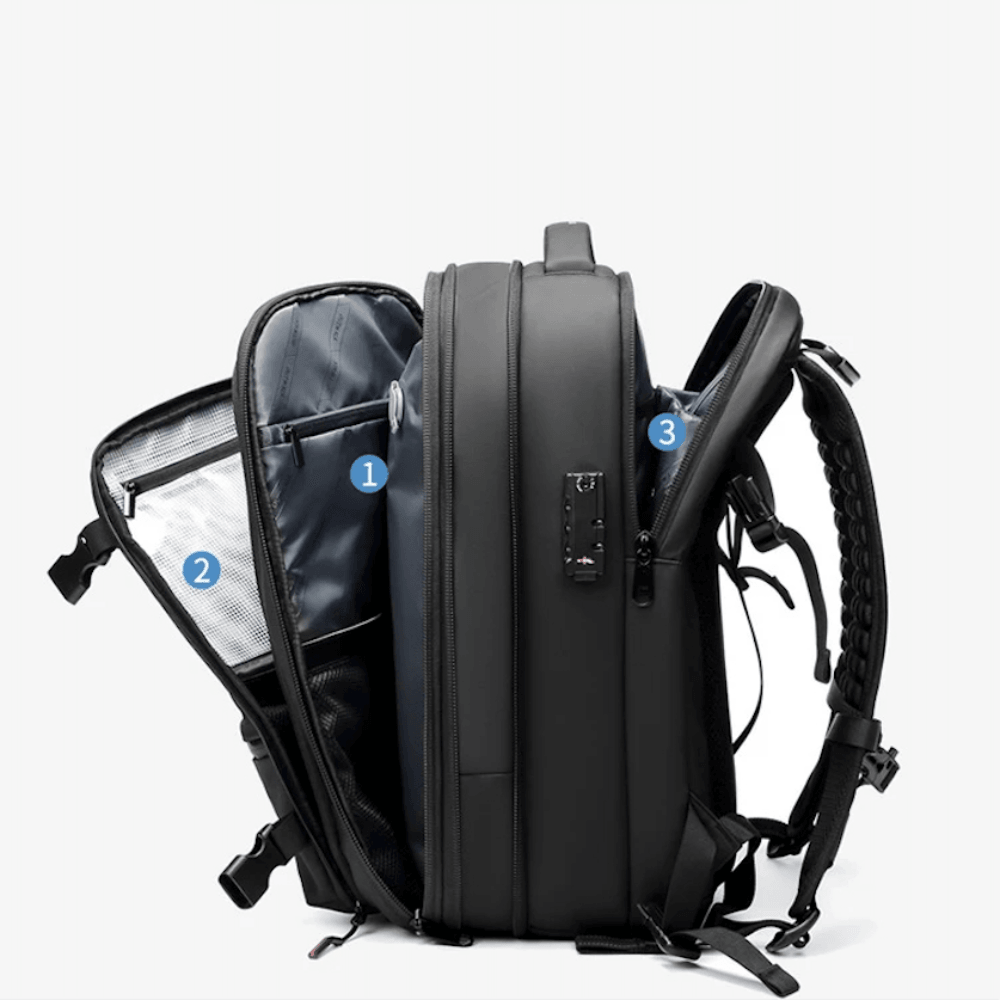 Travel Backpack Vacuum Compression Expandable 60L Padded Laptop Compartment