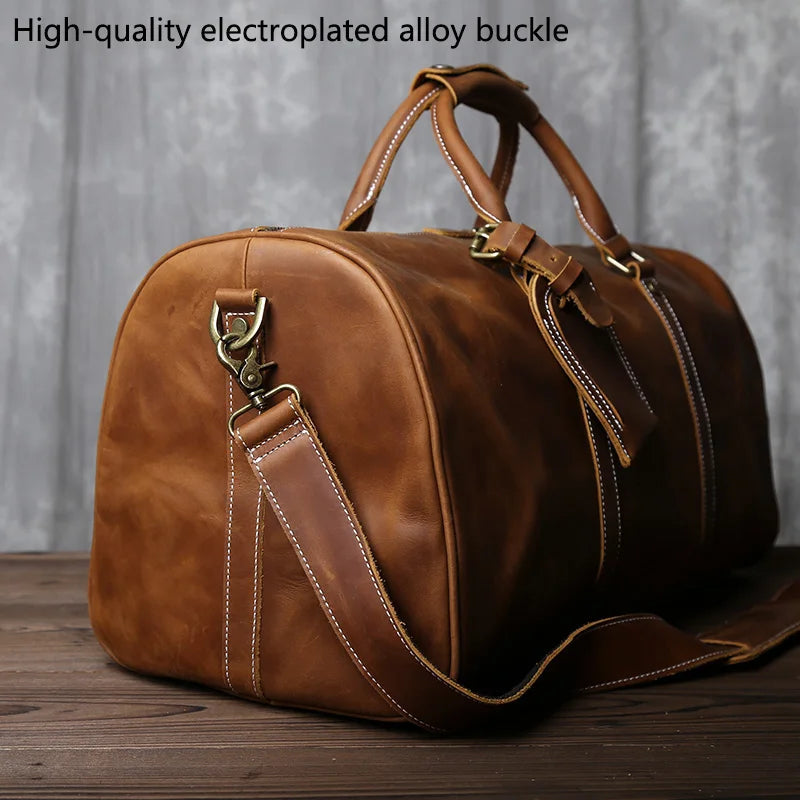Travel Bag Crazy Horse Leather Detachable Shoulder Strap
