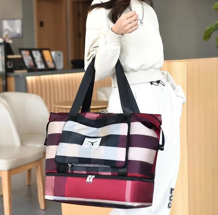Travel Bag Foldable Space-Saving Zippered Wet Compartment 20-35L