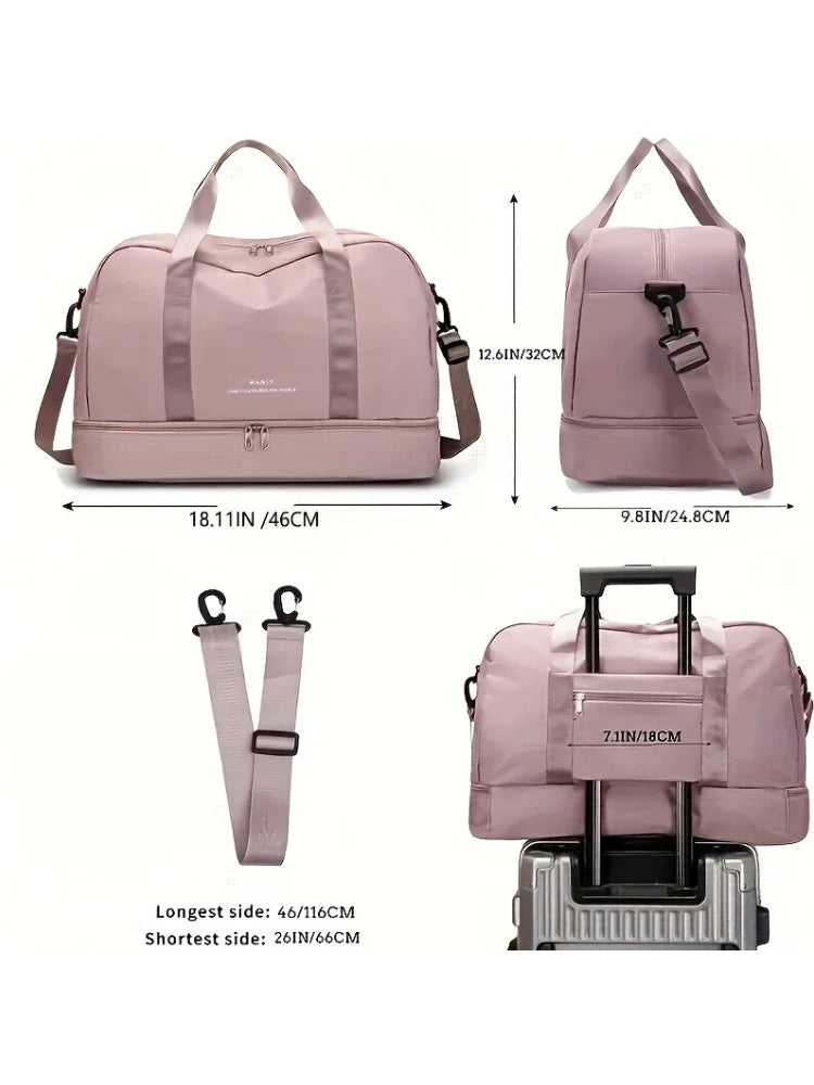 Travel Bag Shoe Compartment Water-Resistant Polyester