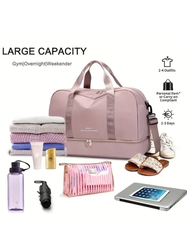 Travel Bag Shoe Compartment Water-Resistant Polyester