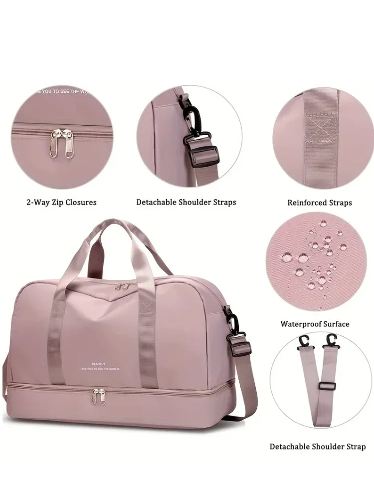 Travel Bag Shoe Compartment Water-Resistant Polyester