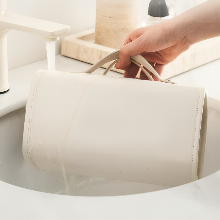 Travel Cosmetic Bag Detachable Compartments Waterproof PU Leather