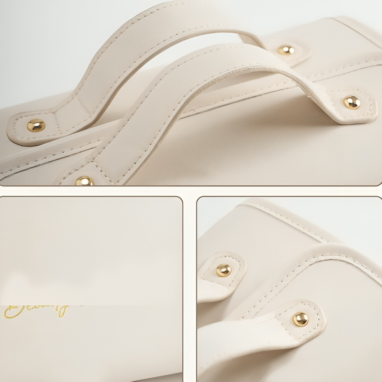 Travel Cosmetic Bag Detachable Compartments Waterproof PU Leather