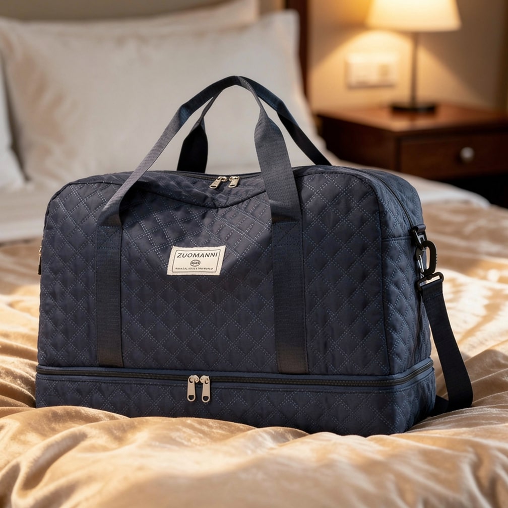 Travel Duffel Bag Separate Shoe Compartment Foldable Water-Repellent