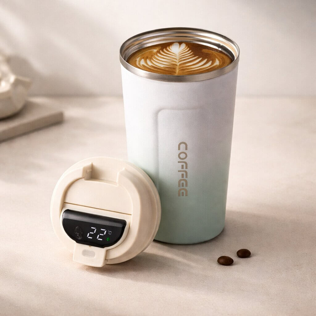 Travel Mug Digital Temperature Display Vacuum Insulated Leak-Proof Lid