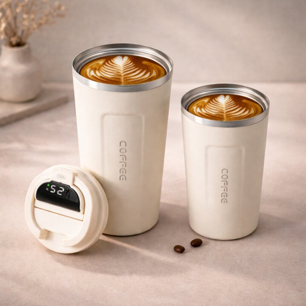 Travel Mug Digital Temperature Display Vacuum Insulated Leak-Proof Lid