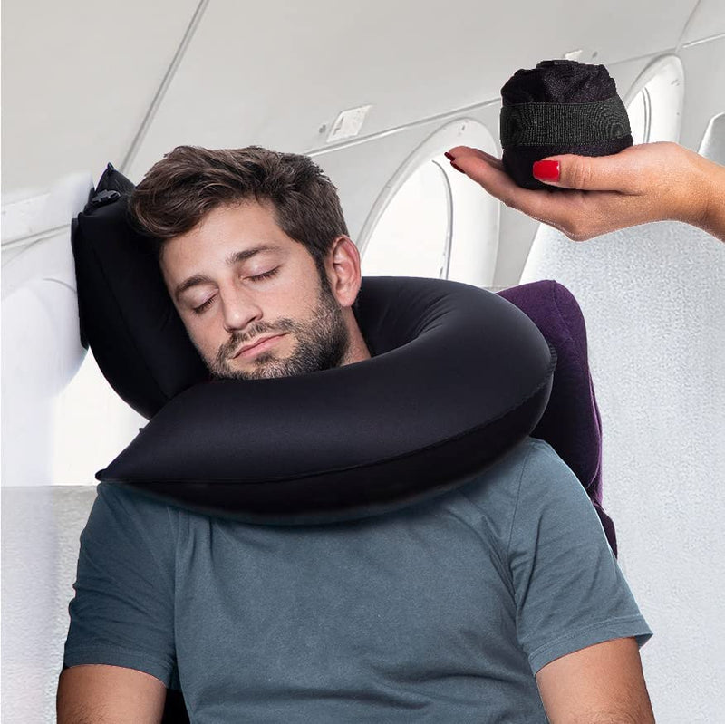 Travel Neck Pillow Inflatable Adjustable Ergonomic Support