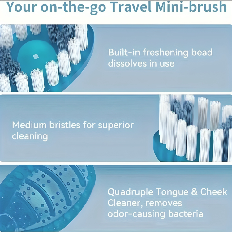 Travel Oral Care Kit 3-In-1 Brush Flosser Tongue Scraper