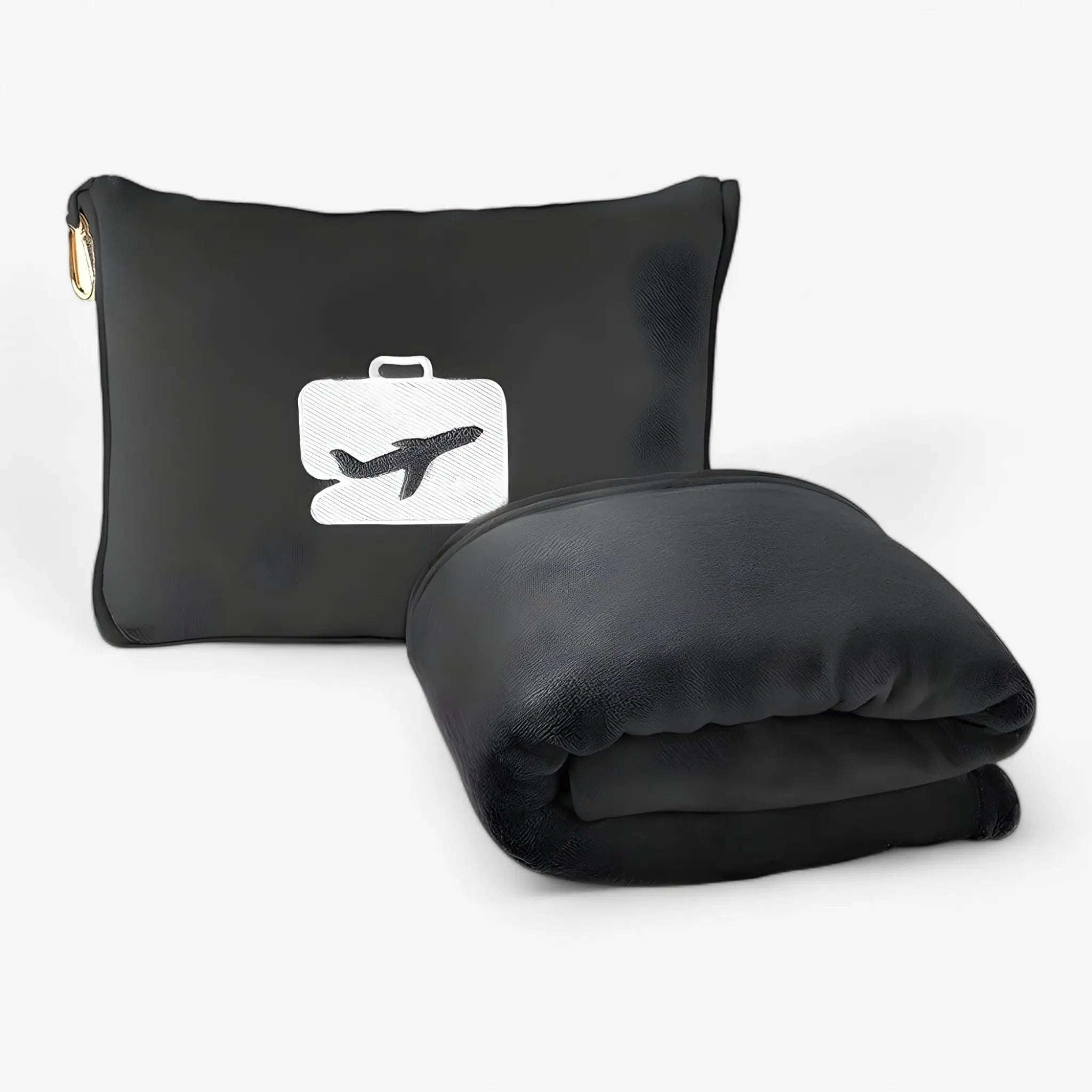 Travel Pillow & Blanket Set Ultra-Soft Plush Compact Zippered Bag
