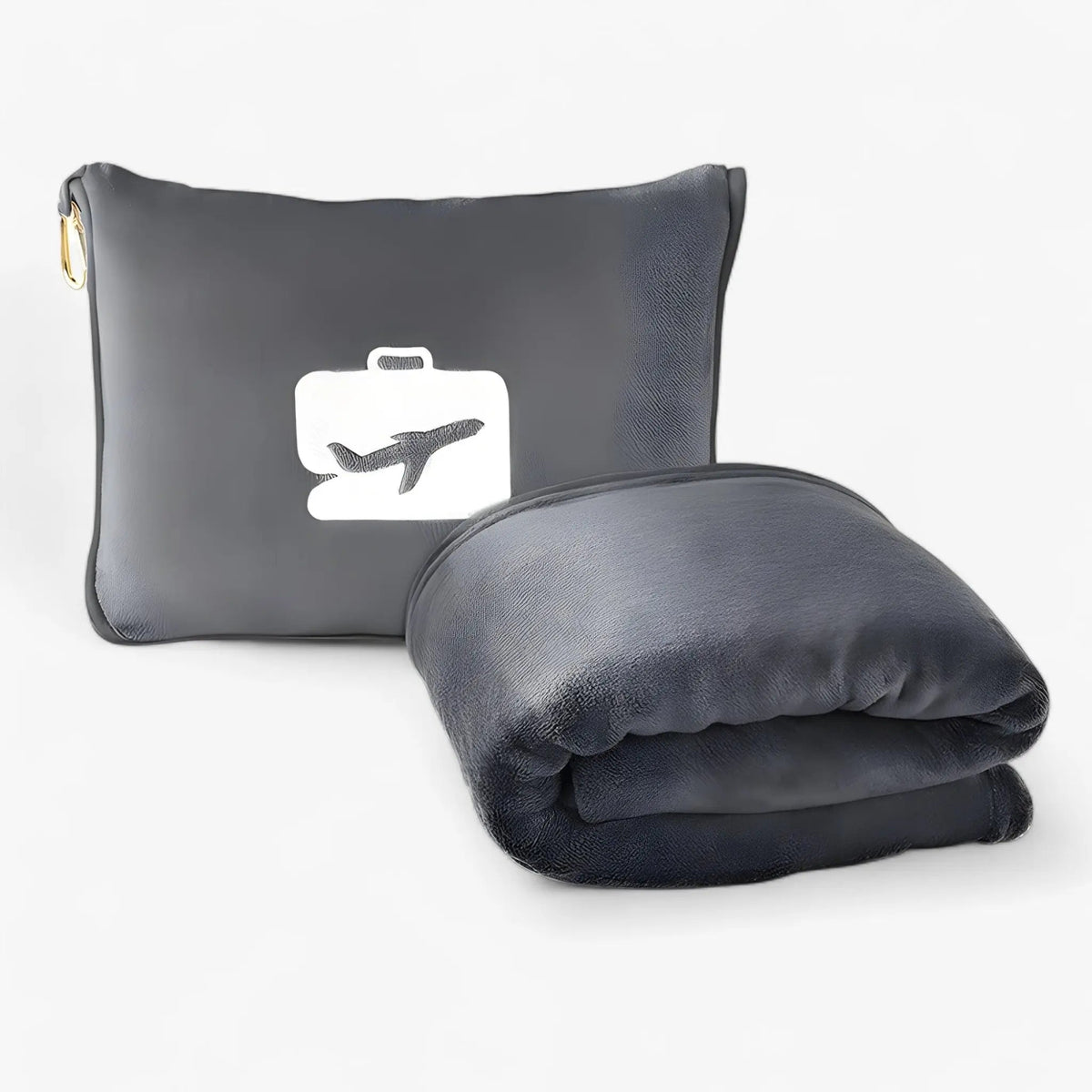 Travel Pillow & Blanket Set Ultra-Soft Plush Compact Zippered Bag