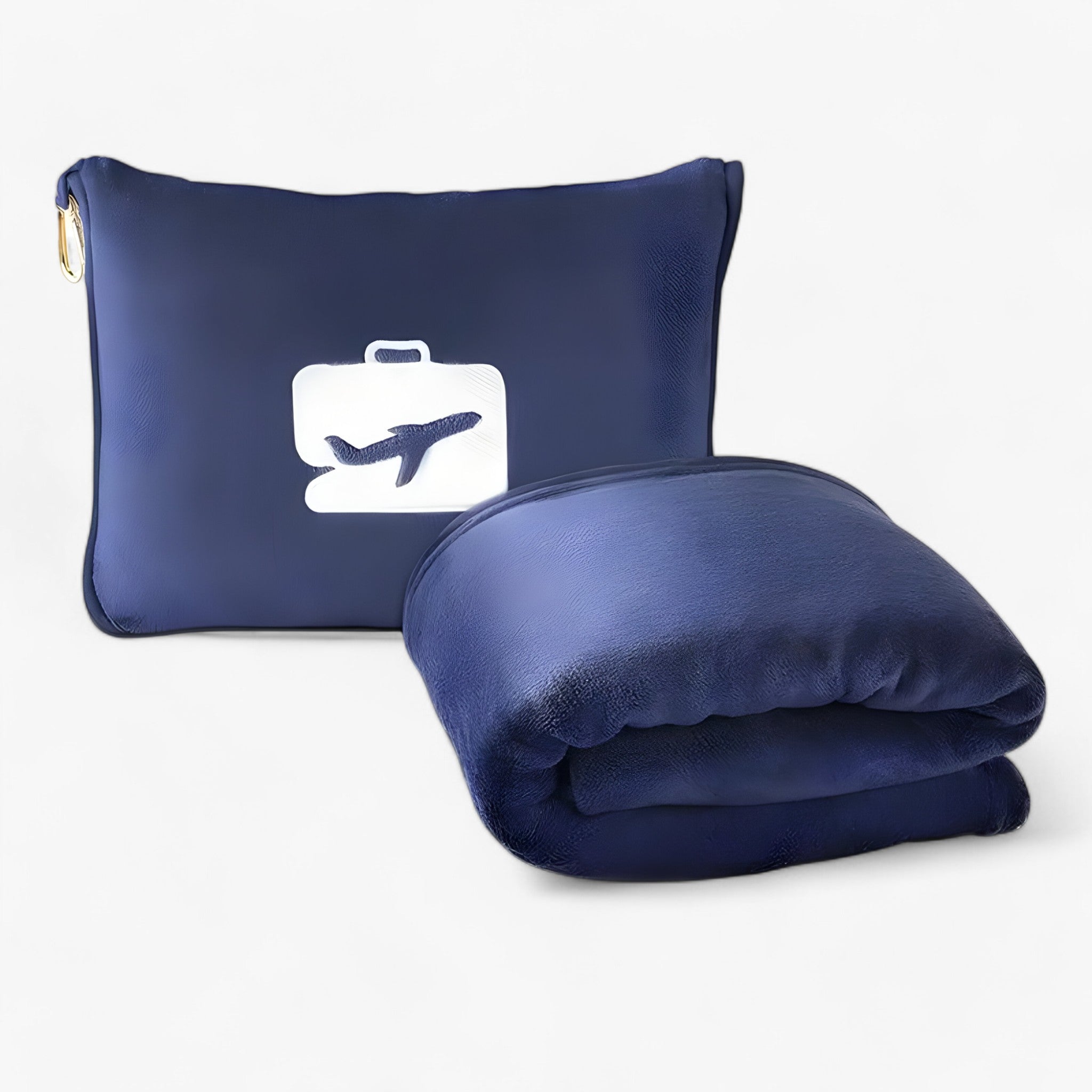 Travel Pillow & Blanket Set Ultra-Soft Plush Compact Zippered Bag