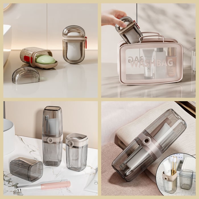 Travel Soap Case Drainage Grid & Leak-Proof Snap-Lock Lid