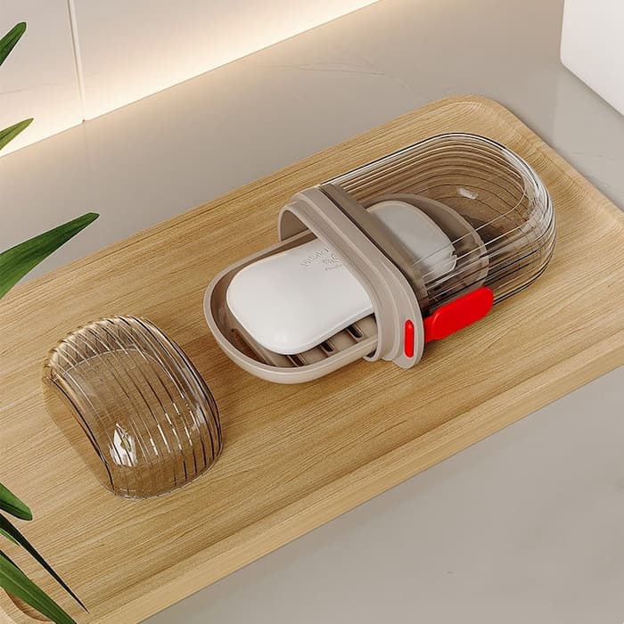 Travel Soap Case Drainage Grid & Leak-Proof Snap-Lock Lid