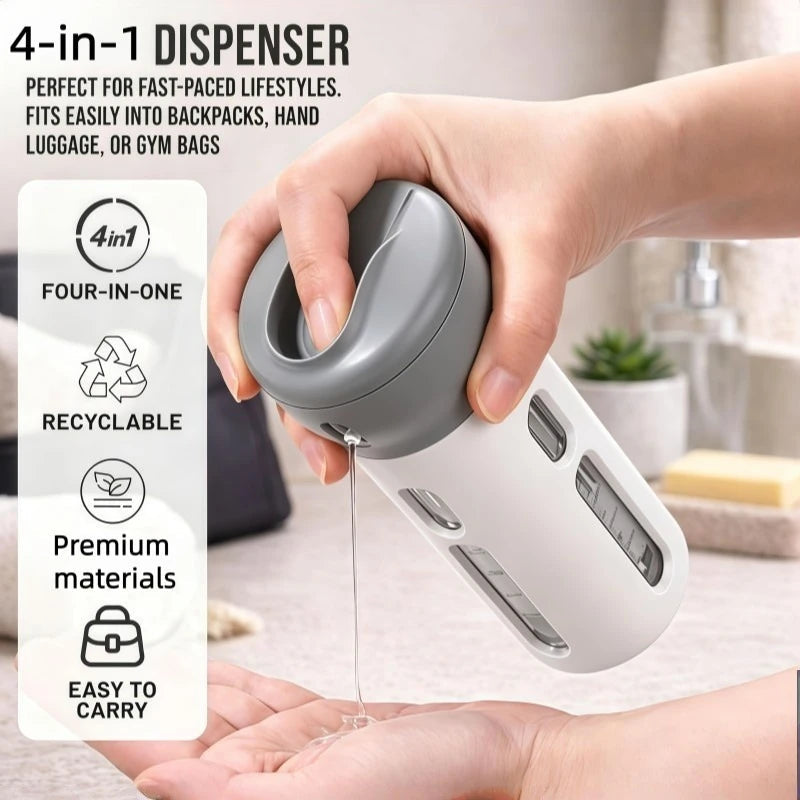 Travel Toiletry Bottle 4-Chamber Leak-Proof & Refillable