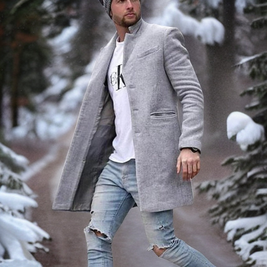 Trench Coat Double-Breasted Wool Blend Lined